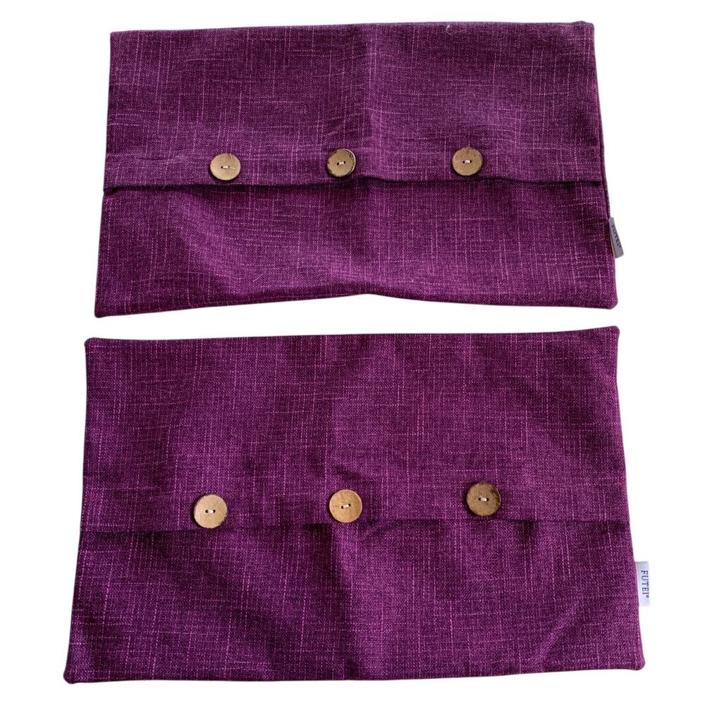 Set of 2 Futei Purple Decorative Throw Pillow Covers 20 x 12 Rectangle